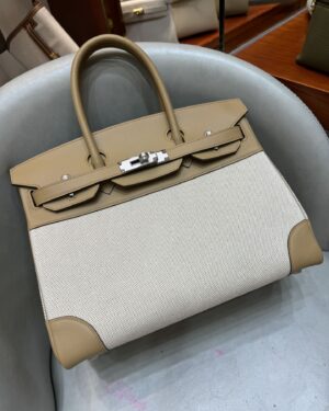 [에르메스] 버킨 30cm Swift/ Toile/Chai - Gold