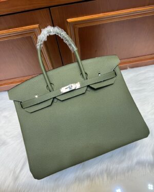 [에르메스] 버킨 35cm Clemence/ Vert Olive - Silver