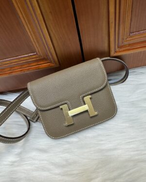[에르메스] Constance Slim Wallet Epsom/ Etoupe - Gold