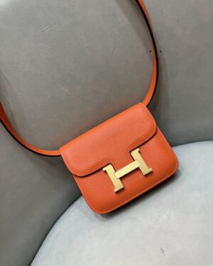 [에르메스] Constance Slim Wallet Epsom/ Orange - Gold