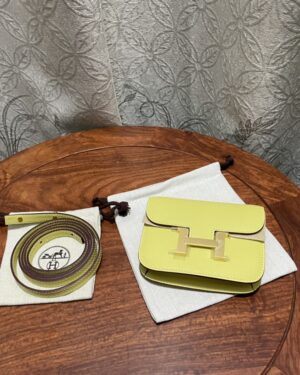 [에르메스] Constance Slim Wallet Epsom/ Limecello - Gold