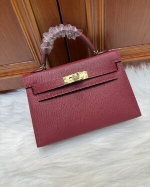 [에르메스] 켈리 19cm Epsom/ Rouge Saphir - Gold