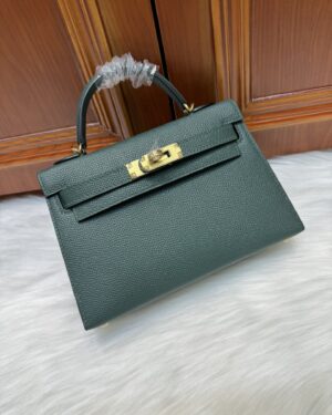 [에르메스] 켈리 19cm Epsom/ Vert Cypres - Gold