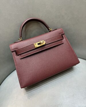[에르메스] 켈리 19cm Epsom/ Bordeaux - Gold