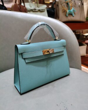 [에르메스] 켈리 19cm Epsom/ Bleu Macaron - Gold