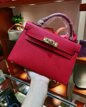 [에르메스] 켈리 19cm Epsom/ Rouge Cœur - Gold