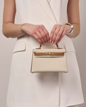 [에르메스] 켈리 19cm Epsom/ Nata/Gold - Gold