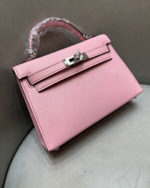 [에르메스] 켈리 19cm Chevre/ Rose Confetti - Silver