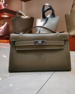 [에르메스] 켈리 22cm Swift/ Etoupe - Silver