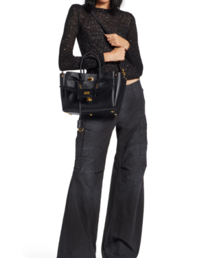 [발렌시아가] 여성 벨 에어 스몰 캐리 올 백 블랙 골드 장식 8125452ABAV1000