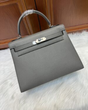 [에르메스] 켈리 28cm Epsom/ Gris Meyer - Silver