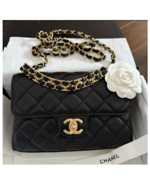[샤넬] 체인 플랩백 스몰 캐비어 블랙 골드 AS5240