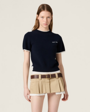 [미우미우] 캐시미어 및 울 크루넥 스웨터 MMLA56