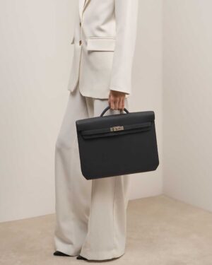 [에르메스] 켈리 Depeches 36cm Briefcase Togo/ Noir - Silver