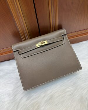 [에르메스] 켈리 Danse 22cm Evercolor/ Etoupe - Gold