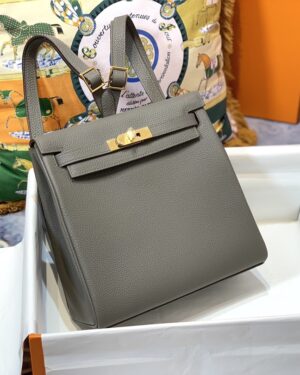 [에르메스] 켈리 Ado Backpack 22cm Togo/ Gris Meyer - Gold