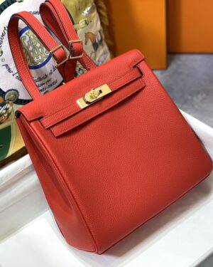 [에르메스] 켈리 Ado Backpack 22cm Togo/ Vermilion - Gold