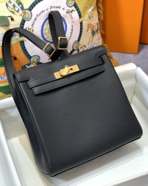 [에르메스] 켈리 Ado Backpack 22cm Togo/ Noir - Gold