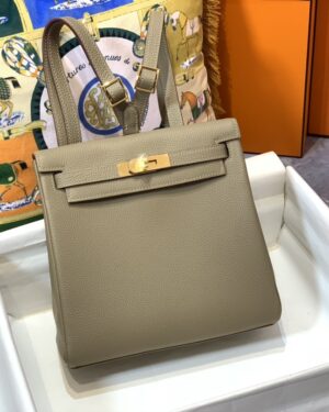 [에르메스] 켈리 Ado Backpack 22cm Togo/ Gris Tourterelle - Gold