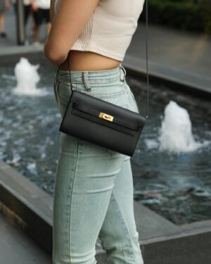 [에르메스] 켈리 To Go Wallet Epsom/ Noir - Gold