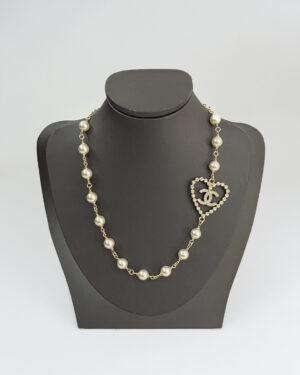 [샤넬] CC 하트 진주 목걸이
