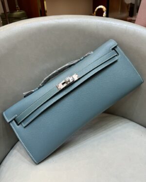 [에르메스] 켈리 Cut 31cm Epsom/ Bleu Denim - Silver