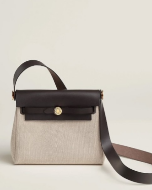 [에르메스] 미니 에르백 20 에크루베이지/에벤 금장 W각인 5HB0151