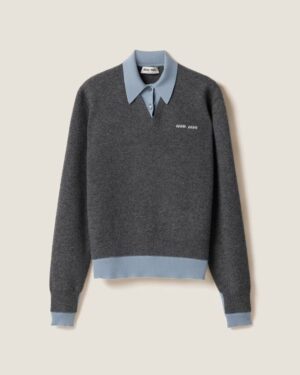 [미우미우] 캐시미어 및 울 폴로 스웨 MMLA61