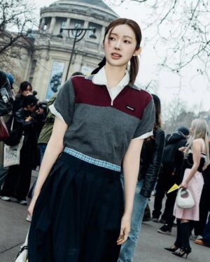 [미우미우] 코튼 및 실크 폴로 셔츠