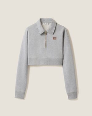 [미우미우] 하프 지퍼 박시 코튼 플리스 스웨트셔츠 MJL070