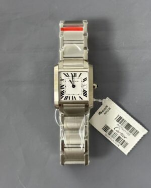 [까르띠에] 탱크 프랑세즈 미디엄 퀴츠 스틸 시계 W51011Q3