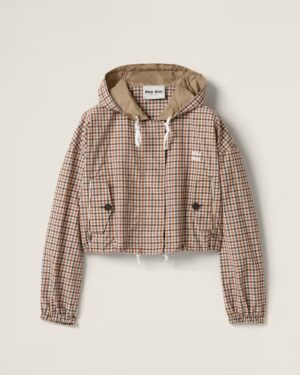 [미우미우] 비쉬 체크 기능성 소재 블루종 재킷 ML1190