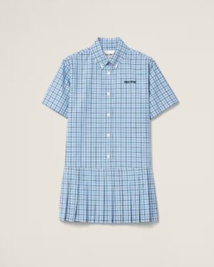 [미우미우] 플리츠 체크 포플린 드레스 MF5399