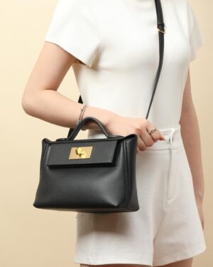 [에르메스] 24/24 Mini 21cm Evercolor/Swift/ Noir - Gold