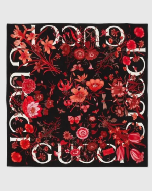 [구찌] 플로럴 프린트 실크 까레 스카프 (3 COLORS)