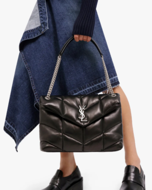 [생로랑] 푸퍼 미디엄 숄더백 블랙 은장 577475