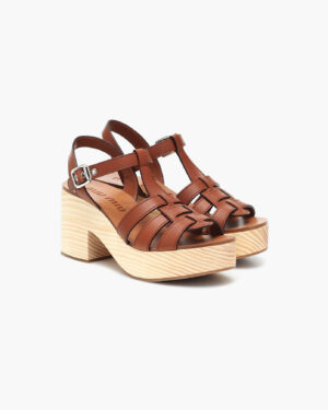 [미우미우] 가죽 플랫폼 샌들 5Z063D