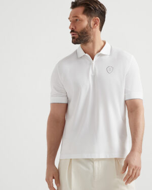 [브루넬로 쿠치넬리] 체스트 로고 하프 집업 폴로 셔츠 251MW8641330F