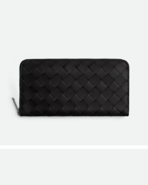 [보테가베네타] 인트레치아토 지퍼-어라운드 장지갑 블랙 814838