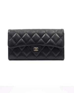 [샤넬] 클래식 캐비어 장지갑 블랙 금장 AP0241