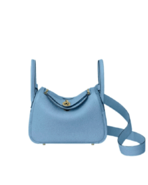 [에르메스] 린디 Mini 19cm Clemence/ Bleu Lin - Gold