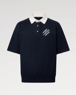 [루이비통] 엠브로이더드 쇼트 슬리브드 코튼 블렌드 폴로 셔츠 1AFQQM