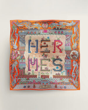 [에르메스] 슈퍼 실크 퀘스트 스카프 90 H004011S