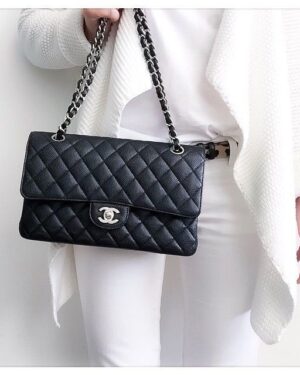 [베트남 출고] 샤넬 클래식백(미디움) 블랙 캐비어 은장 A01112