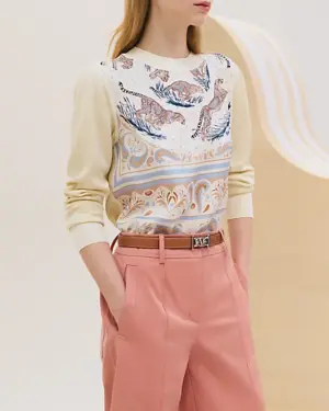 [에르메스] "Guepards et Palmettes" 롱 슬리브 트윌렌 스웨터 H5E2823DSDE36