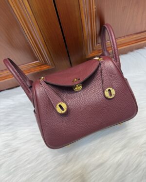 [에르메스] 린디 Mini 19cm Clemence/ Bordeaux - Gold