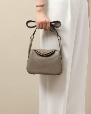 [에르메스] 린디 Mini 19cm Clemence/ Gris Asphalt - Gold