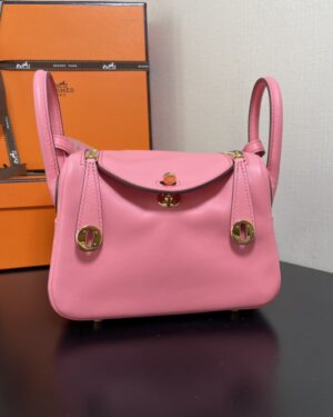 [에르메스] 린디 Mini 19cm Swift/ Rose Confetti - Gold