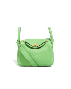 [에르메스] 린디 Mini 19cm Taurillon Clemence/ Avocado Green - Gold