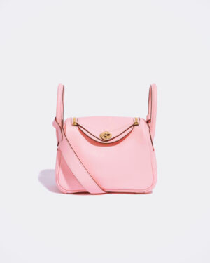 [에르메스] 린디 Mini 19cm Taurillon Clemence/ Rose Sakura - Gold